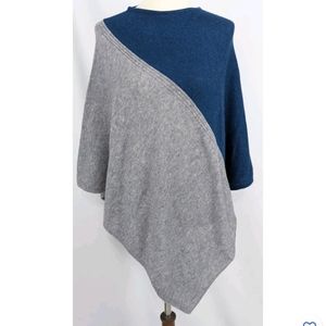 Celeste Womens Wool Cashmere Poncho Sweater One Size Teal
